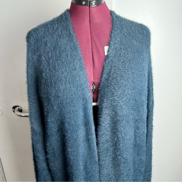 LOFT Blue Cardigan Sweater Open-Front Long Sleeve - Picture 2 of 6